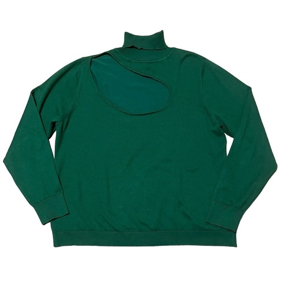 Eloquii green long sleeve turtle neck sweater with front cut out detail - Picture 2 of 9